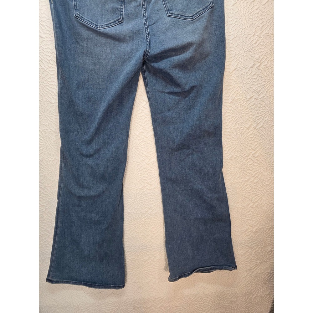 Quince Nina Pull on Stretch Flare Jeans Women Size L Laguna Blue Excellent Denim - Picture 10 of 12